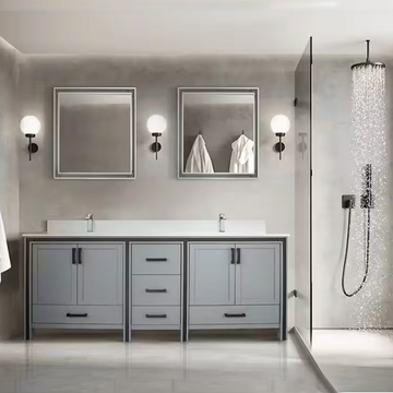 Ziva 80 In. Dark Grey Freestanding Double Bathroom Vanity Cabinet Without Top