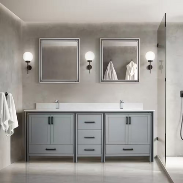 Ziva 80 In. Dark Grey Freestanding Double Bathroom Vanity Cabinet Without Top