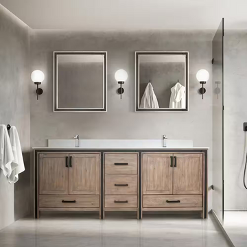 Ziva 80 In. Rustic Barnwood Freestanding Double Bathroom Vanity Cabinet Without Top