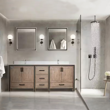 Ziva 80 In. Rustic Barnwood Freestanding Double Bathroom Vanity Cabinet Without Top