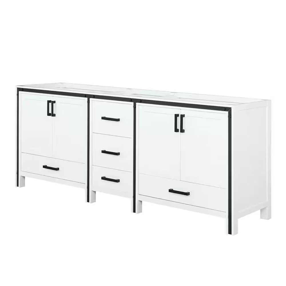 Ziva 80 In. White Freestanding Bathroom Vanity Cabinet Without Top