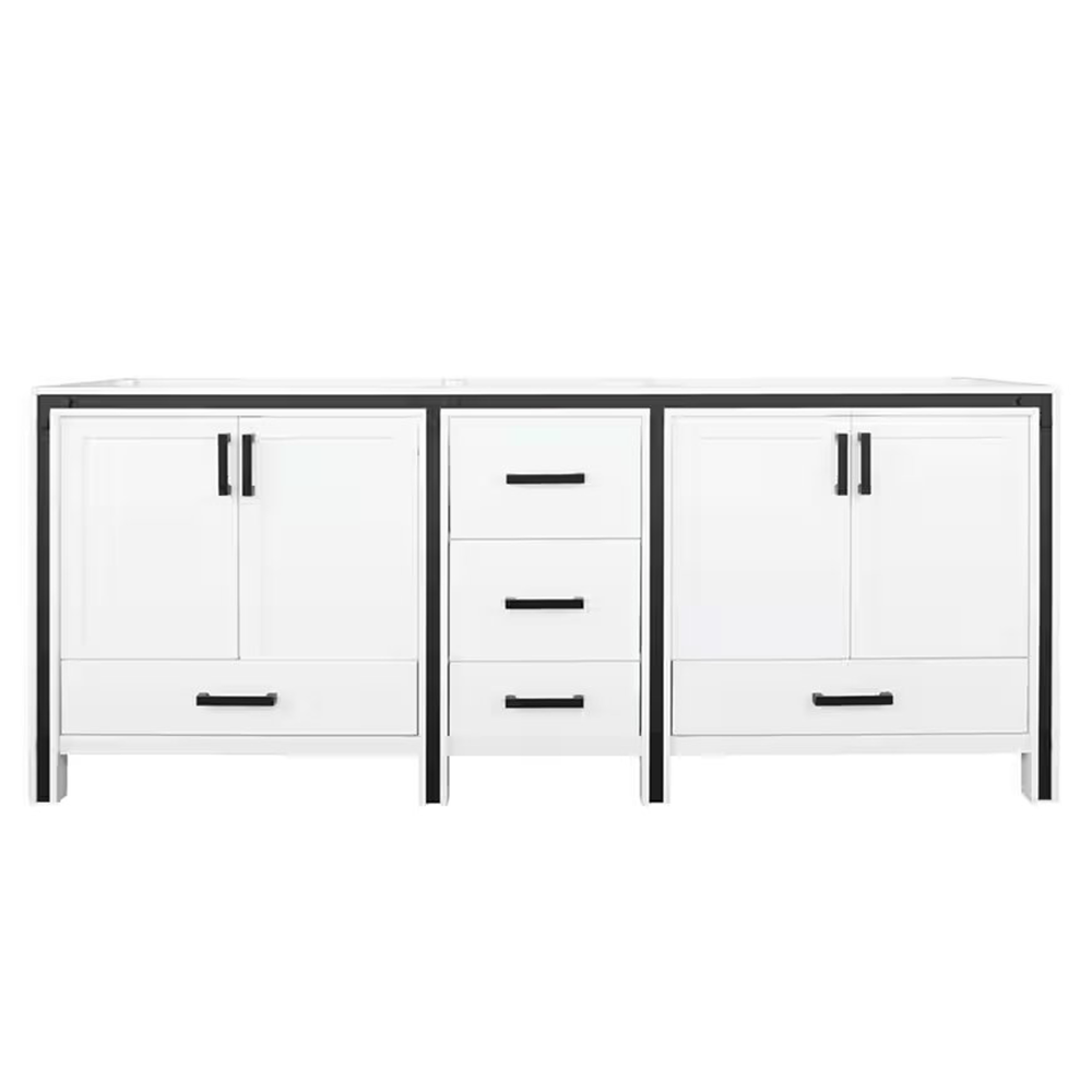 Ziva 80 In. White Freestanding Bathroom Vanity Cabinet Without Top