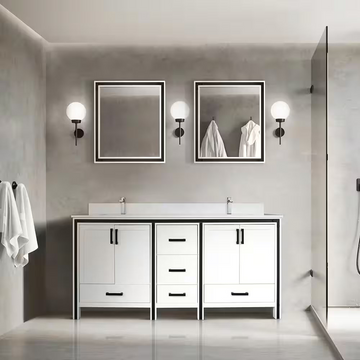 Ziva 80 In. White Freestanding Bathroom Vanity Cabinet Without Top