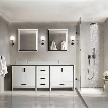 Ziva 80 In. White Freestanding Bathroom Vanity Cabinet Without Top