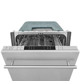 ZLINE 18 in. Compact Top Control Built-In Dishwasher with Satin Stainless Steel Panel and Stainless Steel Tub with Modern Style Handle, 52dBa (DW-SN-18)