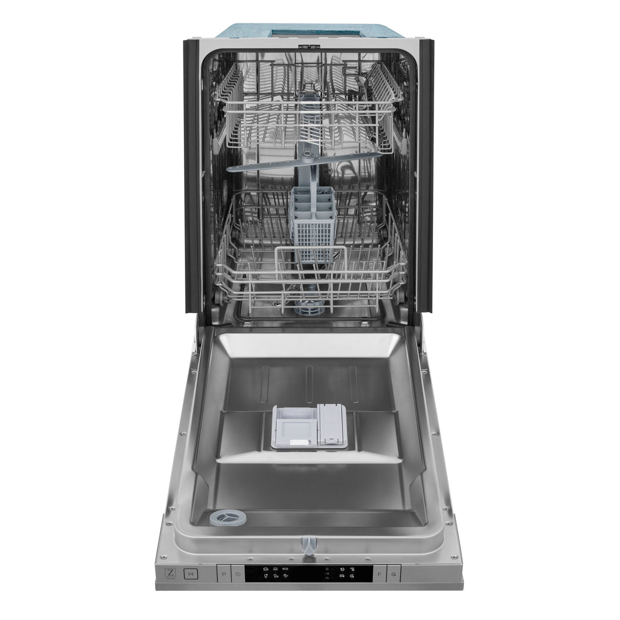ZLINE 18 in. Compact Top Control Built-In Dishwasher with Satin Stainless Steel Panel and Stainless Steel Tub with Modern Style Handle, 52dBa (DW-SN-18)