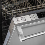 ZLINE 24 in. Top Control Built-In Dishwasher with Satin Stainless Steel Panel and Stainless Steel Tub with Traditional Style Handle, 52dBa (DW-SN-H-24)