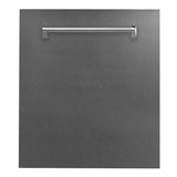 ZLINE 24 in. Top Control Built-In Dishwasher with Satin Stainless Steel Panel and Stainless Steel Tub with Traditional Style Handle, 52dBa (DW-SN-H-24)