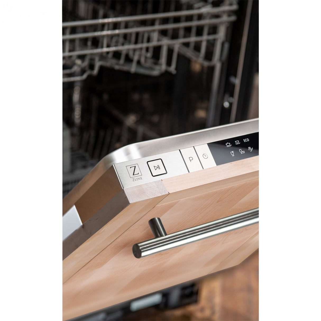 ZLINE 18 in. Compact Unfinished Top Control Built-In Dishwasher with Stainless Steel Tub and Modern Style Handle, 52dBa (DW-UF-18)