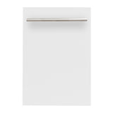 ZLINE 18 in. Compact White Matte Top Control Built-In Dishwasher with Stainless Steel Tub and Modern Style Handle, 52dBa (DW-WM-H-18)