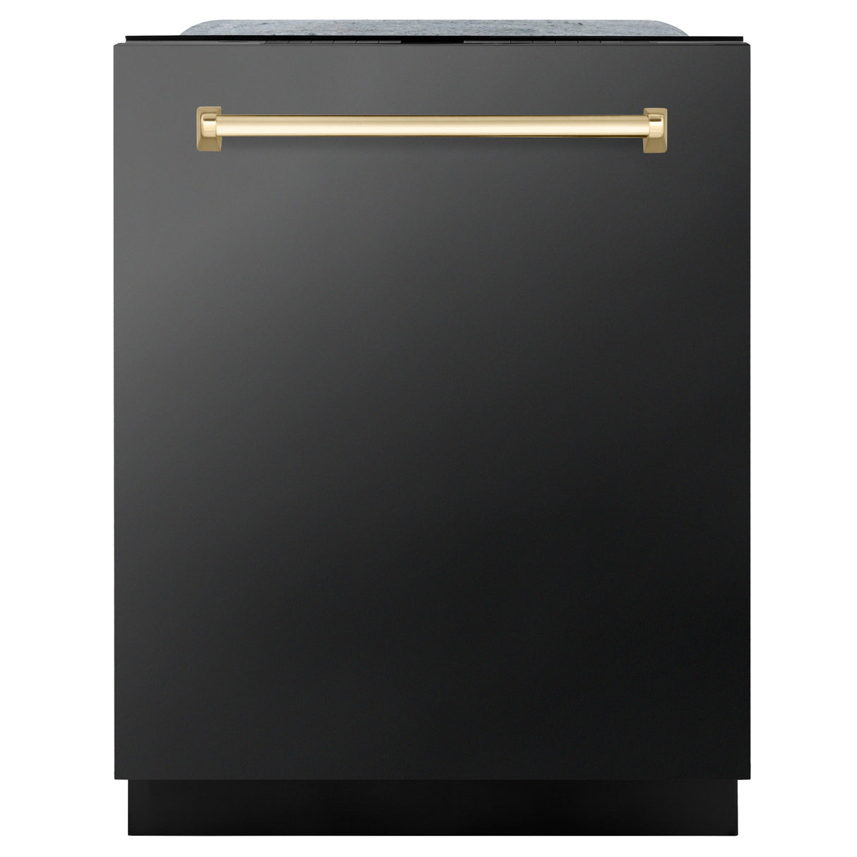 ZLINE Autograph Edition 24" Monument Series 3rd Rack Top Touch Control Tall Tub Dishwasher in Black Stainless Steel with Polished Gold Handle, 45dBa (DWMTZ-BS-24-G)