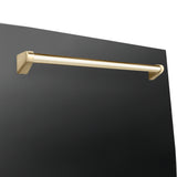 ZLINE Autograph Edition 24" Monument Series 3rd Rack Top Touch Control Tall Tub Dishwasher in Black Stainless Steel with Polished Gold Handle, 45dBa (DWMTZ-BS-24-G)