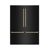 ZLINE Autograph Edition 60 in. 32.2 cu. ft. French Door Built-In Bottom Freezer Refrigerator with Water Dispenser and Ice Maker in Black Stainless Steel with Champagne Bronze Accents (RBIVZ-BS-60-CB)