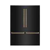 ZLINE Autograph Edition 60 in. 32.2 cu. ft. French Door Built-In Bottom Freezer Refrigerator with Water Dispenser and Ice Maker in Black Stainless Steel with Polished Gold Accents (RBIVZ-BS-60-G)