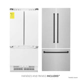 ZLINE Autograph Edition 36 in. 19.6 cu. ft. French Door Built-In Bottom Freezer Refrigerator with Water Dispenser and Ice Maker in Satin Stainless Steel with Matte Black Accents (RBIVZ-SN-36-MB)