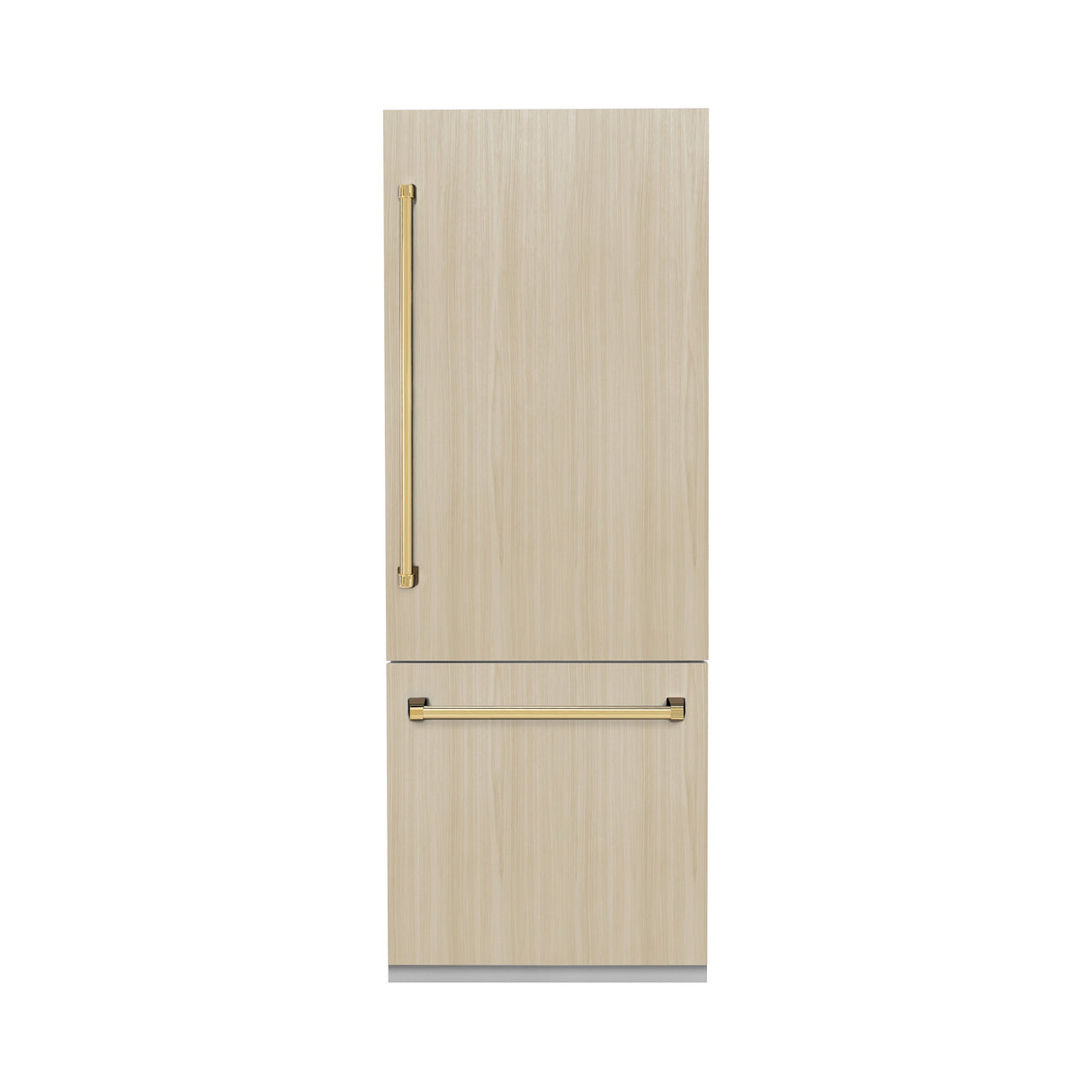 ZLINE Autograph Edition 30 in. 16.1 cu. ft. Panel Ready Built-In Bottom Freezer Refrigerator with Water Dispenser and Ice Maker with Polished Gold Accents (RBIVZ-30-G)