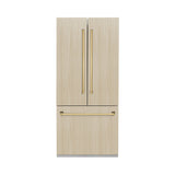 ZLINE Autograph Edition 36 in. 19.6 cu. ft. Panel Ready French Door Built-In Bottom Freezer Refrigerator with Water Dispenser and Ice Maker with Polished Gold Accents (RBIVZ-36-G)