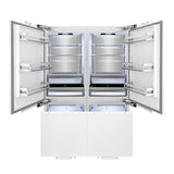 ZLINE Autograph Edition 60 in. 32.2 cu. ft. Panel Ready French Door Built-In Bottom Freezer Refrigerator with Water Dispenser and Ice Maker with Polished Gold Accents (RBIVZ-60-G)