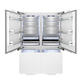 ZLINE Autograph Edition 60 in. 32.2 cu. ft. Panel Ready French Door Built-In Bottom Freezer Refrigerator with Water Dispenser and Ice Maker with Champagne Bronze Accents (RBIVZ-60-CB)