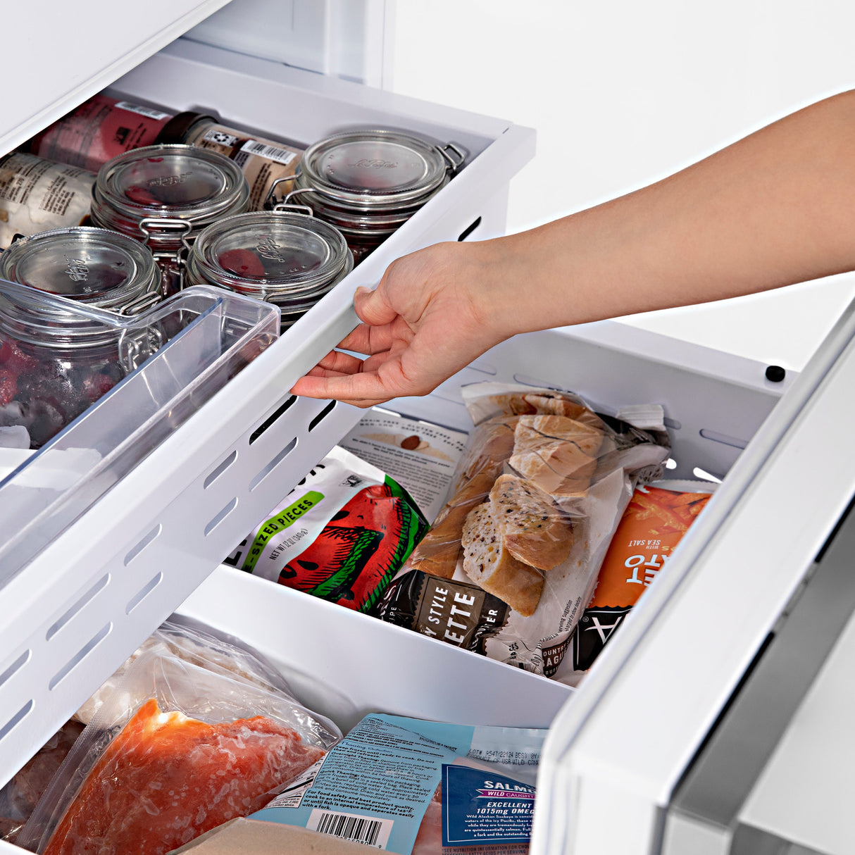 ZLINE Autograph Edition 60 in. 32.2 cu. ft. French Door Built-In Bottom Freezer Refrigerator with Water Dispenser and Ice Maker in Stainless Steel with Champagne Bronze Accents (RBIVZ-304-60-CB)