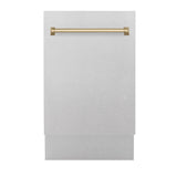 ZLINE Autograph Edition 18” Tallac Series 3rd Rack Top Control Built-In Dishwasher in Fingerprint Resistant Stainless Steel with Champagne Bronze Handle, 51dBa (DWVZ-SN-18-CB)