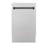 ZLINE Autograph Edition 18” Tallac Series 3rd Rack Top Control Built-In Dishwasher in Fingerprint Resistant Stainless Steel with Matte Black Handle, 51dBa (DWVZ-SN-18-MB)