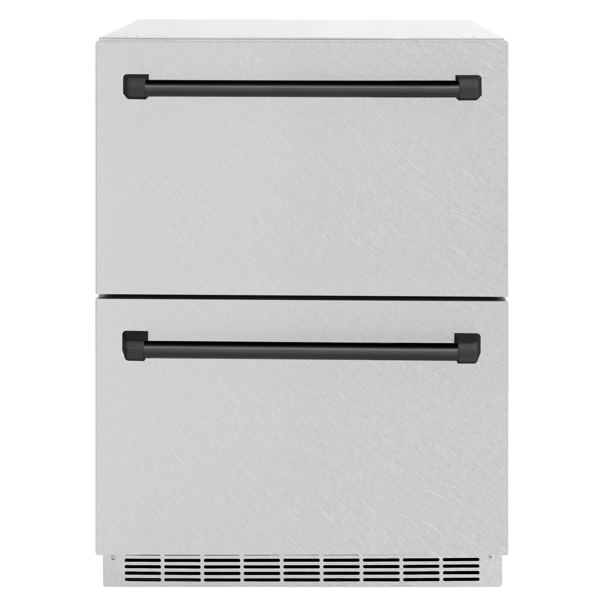 ZLINE Autograph Edition 24 in. Touchstone 168 Can Outdoor-Rated Dual Refrigerator Drawer with Satin Stainless Steel Doors and Matte Black Handles (RDSOZ-SN-24-MB)