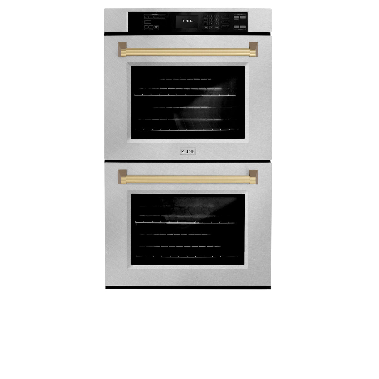 ZLINE 30 in. Autograph Edition Professional True Convection Double Wall Oven with Air Fry and Self Clean in Satin Stainless Steel with Champagne Bronze Handles (WADSZ-30-CB)