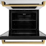 ZLINE 30 in. Autograph Edition Professional True Convection Double Wall Oven with Air Fry and Self Clean in Satin Stainless Steel with Polished Gold Handles (WADSZ-30-G)