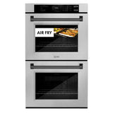 ZLINE 30 in. Autograph Edition Professional True Convection Double Wall Oven with Air Fry and Self Clean in Satin Stainless Steel with Matte Black Handles (WADSZ-30-MB)