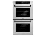 ZLINE 30 in. Autograph Edition Professional True Convection Double Wall Oven with Air Fry and Self Clean in Satin Stainless Steel with Matte Black Handles (WADSZ-30-MB)