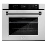 ZLINE 30 in. Autograph Edition Professional True Convection Single Wall Oven with Air Fry and Self Clean in Satin Stainless Steel with Matte Black Handle (WASSZ-30-MB)