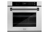 ZLINE 30 in. Autograph Edition Professional True Convection Single Wall Oven with Air Fry and Self Clean in Satin Stainless Steel with Matte Black Handle (WASSZ-30-MB)