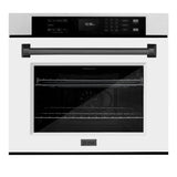 ZLINE 30 in. Autograph Edition Professional True Convection Single Wall Oven with Air Fry and Self Clean in Satin Stainless Steel with White Matte Door and Matte Black Handle (WASSZ-WM-30-MB)