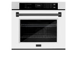 ZLINE 30 in. Autograph Edition Professional True Convection Single Wall Oven with Air Fry and Self Clean in Satin Stainless Steel with White Matte Door and Matte Black Handle (WASSZ-WM-30-MB)