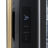 ZLINE Autograph Edition 36 in. 28.9 cu. ft. Standard-Depth French Door External Water Dispenser Refrigerator with Dual Ice Maker in Fingerprint-Resistant Black Stainless Steel and Champagne Bronze Traditional Handles (RSMZ-W-36-BS-CB)