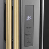 ZLINE Autograph Edition 36 in. 28.9 cu. ft. Standard-Depth French Door External Water Dispenser Refrigerator with Dual Ice Maker in Fingerprint-Resistant Stainless Steel and Champagne Bronze Traditional Handles (RSMZ-W-36-CB)