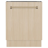 ZLINE Autograph Edition 24" Tallac Series 3rd Rack Top Control Built-In Tall Tub Dishwasher in Custom Panel Ready with Champagne Bronze Handle, 51dBa (DWVZ-24-CB)
