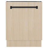 ZLINE Autograph Edition 24" Tallac Series 3rd Rack Top Control Built-In Tall Tub Dishwasher in Custom Panel Ready with Matte Black Handle, 51dBa (DWVZ-24-MB)