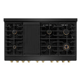 ZLINE Autograph Edition 48 in. 6.7 cu. ft. Paramount Double Oven Gas Range with 8 Burner Cooktop in Black Stainless Steel and Champagne Bronze Accents (SGRBZ-48-CB)
