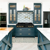 ZLINE Autograph Edition 48 in. Legacy Gas Rangetop with 7 Burners and Porcelain Cooktop in Black Stainless Steel with Champagne Bronze Accents (RTBZ-48-CB)