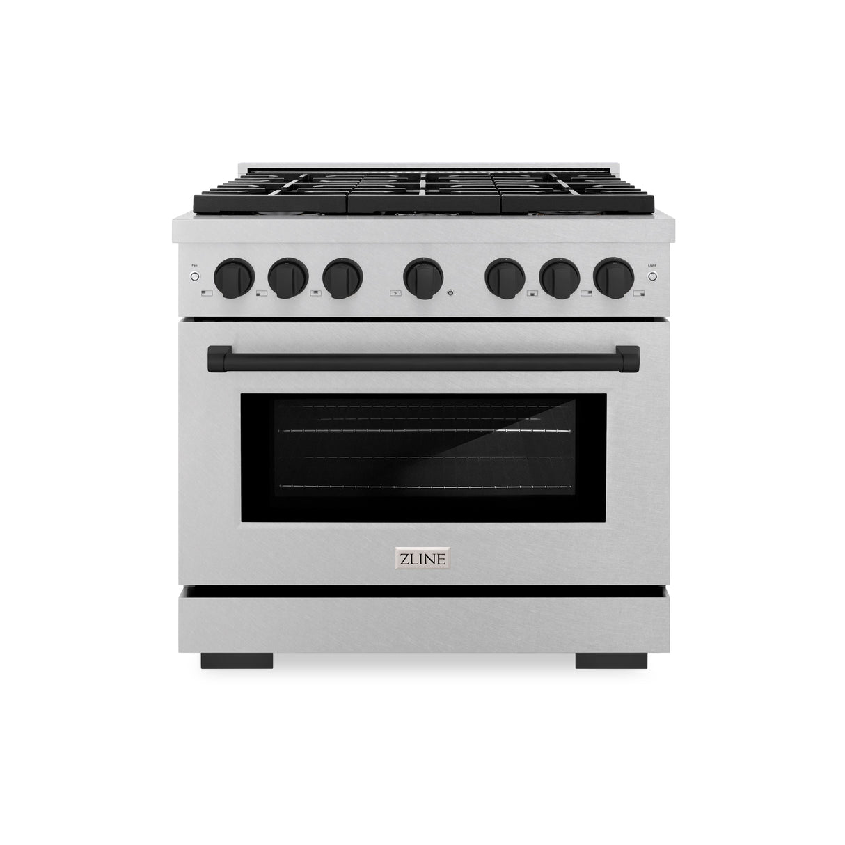 ZLINE Autograph Edition 36 in. 5.2 cu. ft. Paramount Dual Fuel Range with 6 Burner Gas Cooktop and Electric Convection Oven in Satin Stainless Steel with Matte Black Accents (SDRSZ-36-MB)