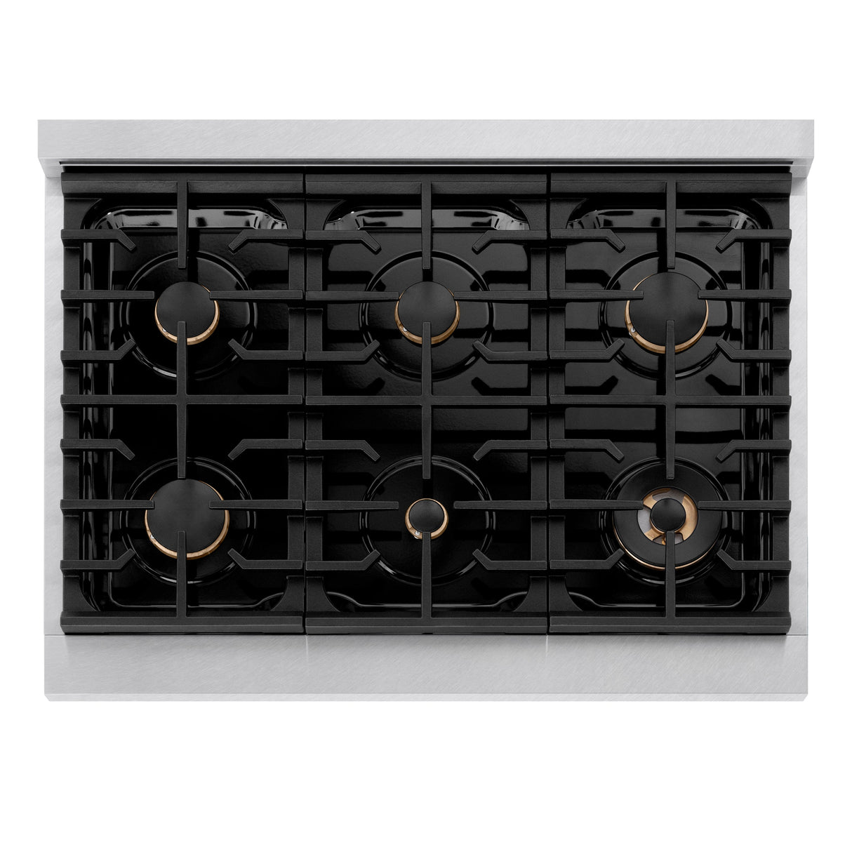 ZLINE Autograph Edition 36 in. 5.2 cu. ft. Paramount Dual Fuel Range with 6 Burner Gas Cooktop and Electric Convection Oven in Satin Stainless Steel with Matte Black Accents (SDRSZ-36-MB)