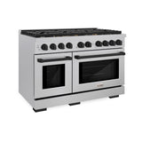ZLINE Autograph Edition 48 in. 6.7 cu. ft. Paramount Double Oven Gas Range with 8 Burner Cooktop in Satin Stainless Steel and Matte Black Accents (SGRSZ-48-MB)