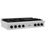 ZLINE Autograph Edition 48 in. Legacy Gas Rangetop with 7 Burners and Porcelain Cooktop in Satin Stainless Steel with Matte Black Accents (RTSZ-48-MB)