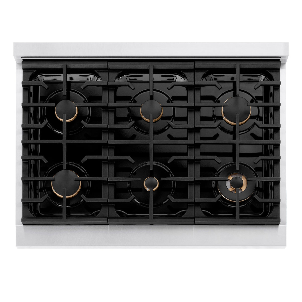 ZLINE Autograph Edition 36 in. 5.2 cu. ft. Paramount Dual Fuel Range with 6 Burner Gas Cooktop and Electric Convection Oven in Satin Stainless Steel with White Matte Door and Matte Black Accents (SDRSZ-WM-36-MB)