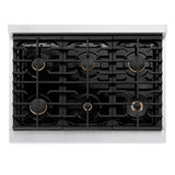 ZLINE Autograph Edition 36 in. 5.2 cu. ft. Paramount Dual Fuel Range with 6 Burner Gas Cooktop and Electric Convection Oven in Satin Stainless Steel with White Matte Door and Matte Black Accents (SDRSZ-WM-36-MB)