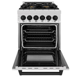 ZLINE Autograph Edition 24 in. 2.8 cu. ft. Legacy Dual Fuel Range with 4 Burner Gas Cooktop and Electric Convection Oven in Satin Stainless Steel and Matte Black Accents (RASZ-SN-24-MB)