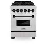 ZLINE Autograph Edition 24 in. 2.8 cu. ft. Legacy Dual Fuel Range with 4 Burner Gas Cooktop and Electric Convection Oven in Satin Stainless Steel and Matte Black Accents (RASZ-SN-24-MB)
