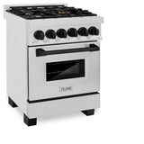 ZLINE Autograph Edition 24 in. 2.8 cu. ft. Legacy Dual Fuel Range with 4 Burner Gas Cooktop and Electric Convection Oven in Satin Stainless Steel and Matte Black Accents (RASZ-SN-24-MB)